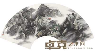 李呈修 泉高入梦喧 扇面 130×65cm